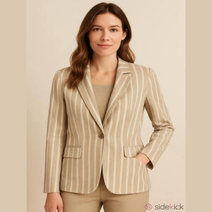 Philosophy Beige White Striped Blazer Large XXL